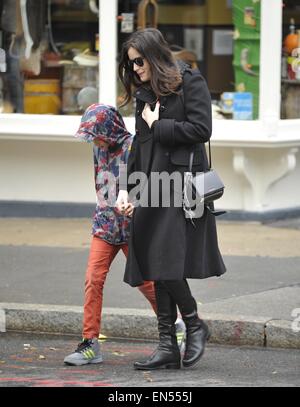 A pregnant Liv Tyler walking her son, Milo to school in Manhattan  Featuring: Liv Tyler,Milo William Langdon Where: New York City, New York, United States When: 24 Oct 2014 Stock Photo