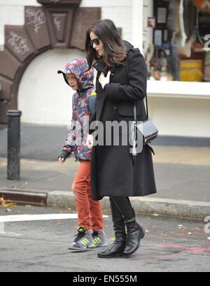 A pregnant Liv Tyler walking her son, Milo to school in Manhattan  Featuring: Liv Tyler,Milo William Langdon Where: New York City, New York, United States When: 24 Oct 2014 Stock Photo