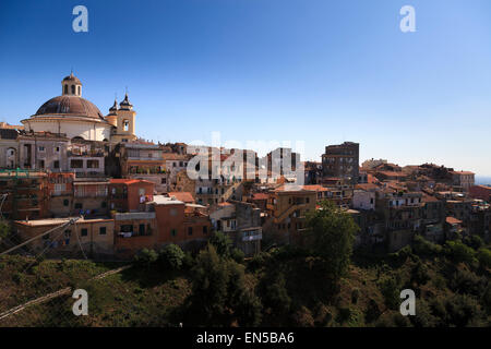 The town of Ariccia and Santa Maria Assunta in Cielo chorch dome viewed from the bridge Stock Photo