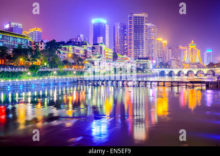 Guiyang, China cityscape on the river. Stock Photo
