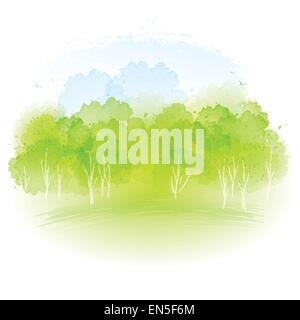Vector watercolor frash spring landscape EPS 10 Stock Vector