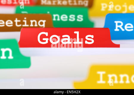 Goals or targets success business concept office text on register documents Stock Photo