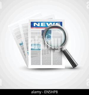 Magnifier and newspaper. Vector illustration EPS 10 Stock Vector