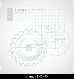 Background with drawing gears. Vector illustration EPS 10 Stock Vector