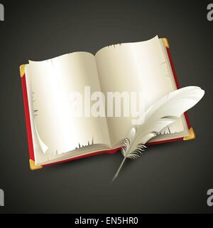 Old book and pen. Vector illustration EPS 10 Stock Vector