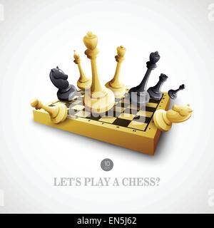 Chess with chessboard. Vector illustration EPS 10 Stock Vector