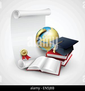 Objects for graduation ceremony. Vector illustration  EPS 10 Stock Vector