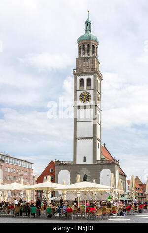 AUGSBURG, GERMANY - APRIL 11: Tourists at the Rathausplatz in Augsburg, Germany on April 11, 2015. Stock Photo