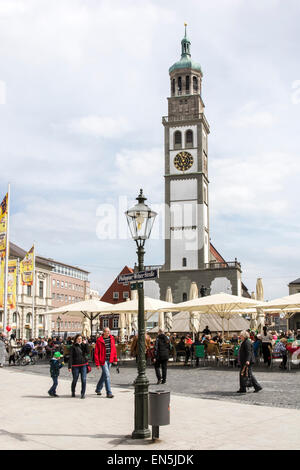 AUGSBURG, GERMANY - APRIL 11: Tourists at the Rathausplatz in Augsburg, Germany on April 11, 2015. Stock Photo