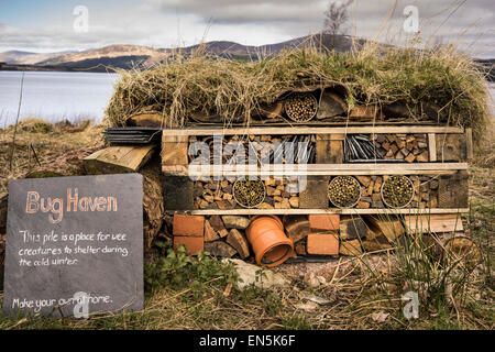 Bug Haven at Clatteringshaws Visitor Centre in the Galloway Forest Park of Scotland. Stock Photo