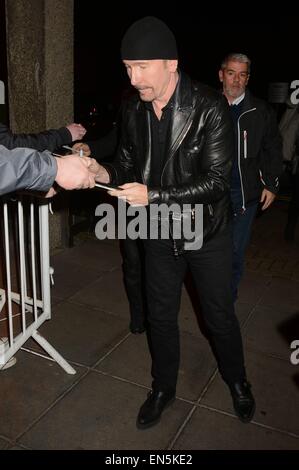 Celebrities arrive at RTE studios for 'The Late Late Show'  Featuring: The Edge Where: Dublin, Ireland When: 24 Oct 2014 Stock Photo