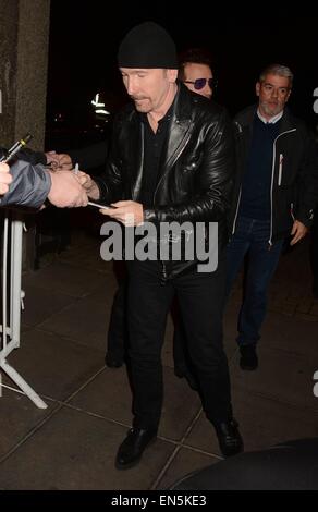 Celebrities arrive at RTE studios for 'The Late Late Show'  Featuring: The Edge Where: Dublin, Ireland When: 24 Oct 2014 Stock Photo