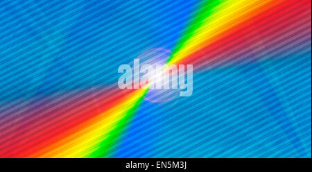 Rainbow on a blue  background with flare. Stock Photo