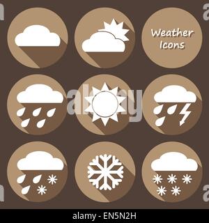 Vector Collection of Weather Icons in monochrome flat design style Stock Vector