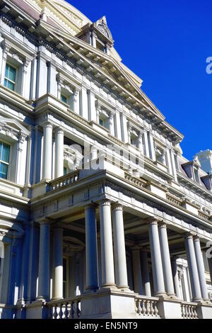 Architectural Details of the facade of the Eisenhower Executive Office Building in Washington DC Stock Photo