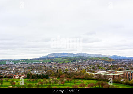 Edinburgh city view as seen from Holyrood park Stock Photo