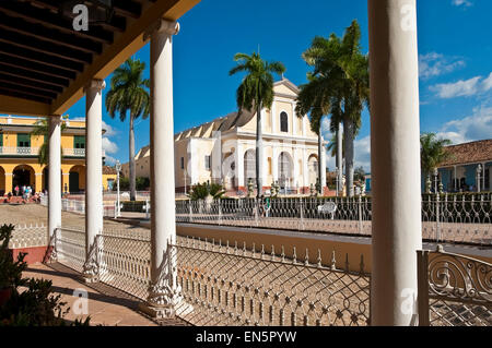 Horizontal view of Plaza Mayor in Trinidad, Cuba. Stock Photo