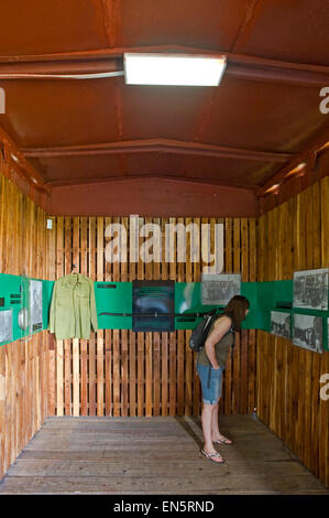 Vertical view of the displays at the Armoured Train Museum in Santa Clara. Stock Photo
