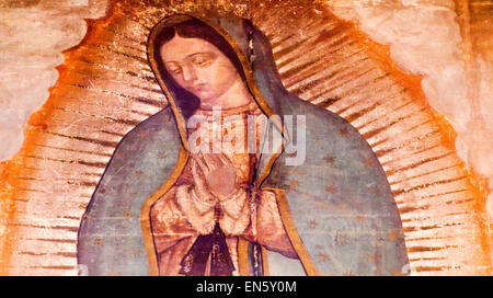 Original Virgin Mary Guadalupe Painting which was revealed by Indian Peasant Juan Diego in 1531 to Catholic Bishop Mexico City Stock Photo