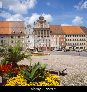 Deutschland, Bayern, Landsberg am Lech, Der Hauptplatz mit dem Rathaus in Landsberg am Lech Stock Photo