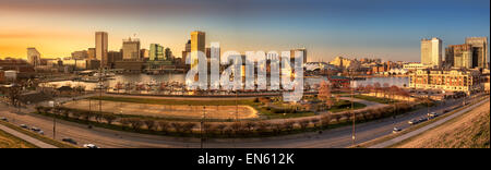 Baltimore skyline panorama at sunset, as viewed from Federal Hill Stock Photo