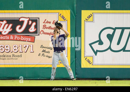 Rouge, Louisiana, USA. 28th Apr, 2015. Alcorn State Braves outfielder Scotty Peavey (12) catches a fly ball during the game between LSU and Alcorn State at Alex Box Stadium in Baton Rouge, LA. Credit:  csm/Alamy Live News Stock Photo