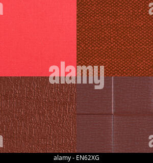 Set of red vinyl samples, texture background. Stock Photo