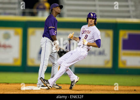Rouge, Louisiana, USA. 28th Apr, 2015. LSU Tigers outfielder Mark Laird (9) during the game between LSU and Alcorn State at Alex Box Stadium in Baton Rouge, LA. Credit:  csm/Alamy Live News Stock Photo