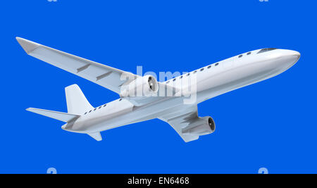 Airplane in the air isolated on blue sky. My own design Stock Photo