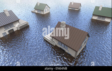 Flooded homes Stock Photo