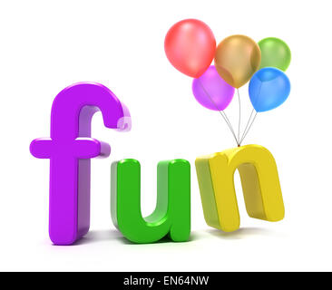 Word fun with colourful letters. 3D concept on white background. Stock Photo