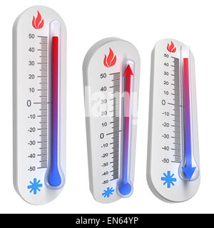 Thermometer concepts - rise and fall of temperature Stock Photo