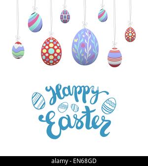 Hanging easter eggs vector Stock Vector