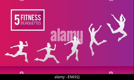 Five fitness silhouettes vector Stock Vector