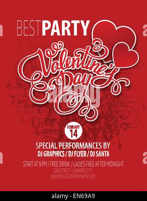 Poster Valentine's Day Party. Vector illustration Stock Vector