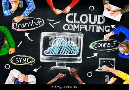 Group of Multiethnic People Discussing About Cloud Computing Stock Photo