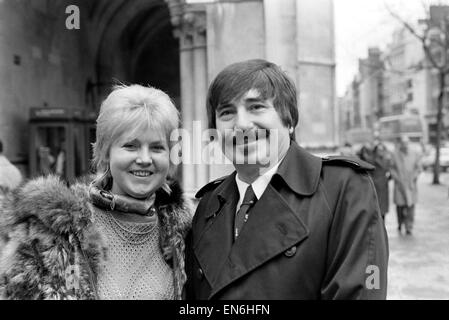 Jazz Trumpeter Kenny Ball with his fiancee Michelle Wilde. April 1983 Stock Photo