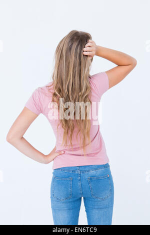 Thoughtful pretty woman Stock Photo