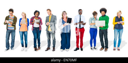 Multiethnic Group of People Using Digital Devices Stock Photo