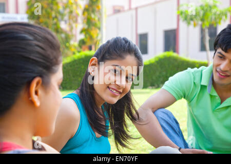 College students studying in classroom Stock Photo