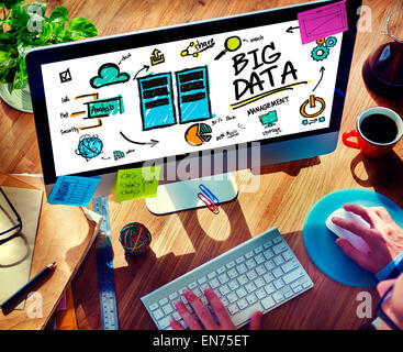 Businessman Big Data Information Technology Working Concept Stock Photo