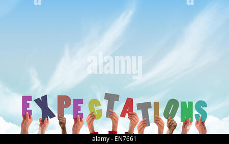 Composite image of hands showing expectations Stock Photo