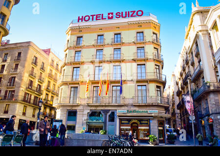 Hotel Suizo. Barcelona, Catalonia, Spain. Stock Photo