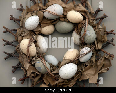 An Easter themed wreath on a front door in Arundel, England Stock Photo