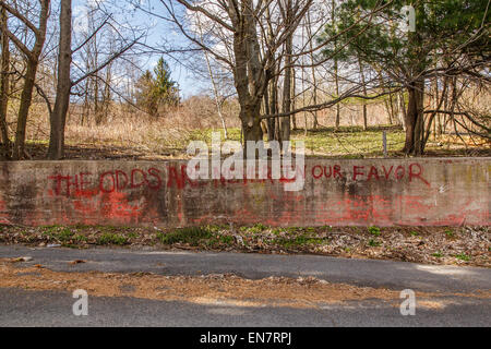 Empty streets of the abandoned town of Centralia, PA where a mine fire that began in 1962 continues to burn to this day. Stock Photo