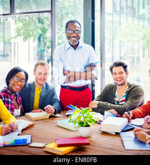 Group of Multiethnic Cheerful Students with the Professor Stock Photo