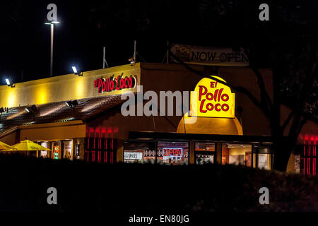 An El Pollo Loco Restaurant in Modesto California at night Stock Photo