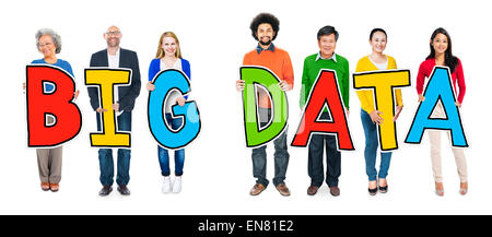 Group of Diverse People Holding Big Data Stock Photo