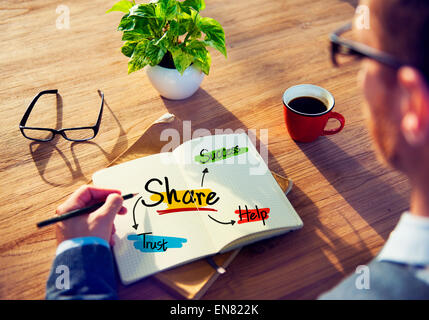 A Man Brainstorming about Share Concept Stock Photo