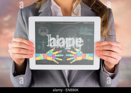 Hope against medical biology interface in blue Stock Photo